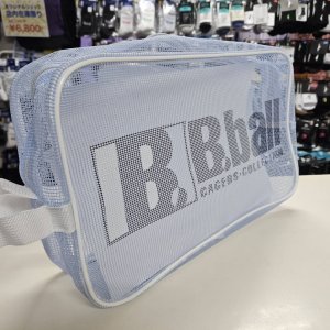 画像: B.ballメッシュシューズケース 水色/黒/白